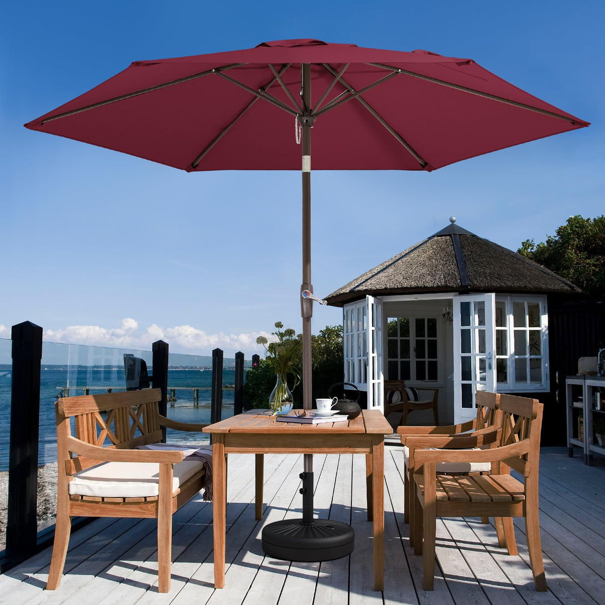 JEAREY burgundy outdoor umbrella suitable for deck and garden