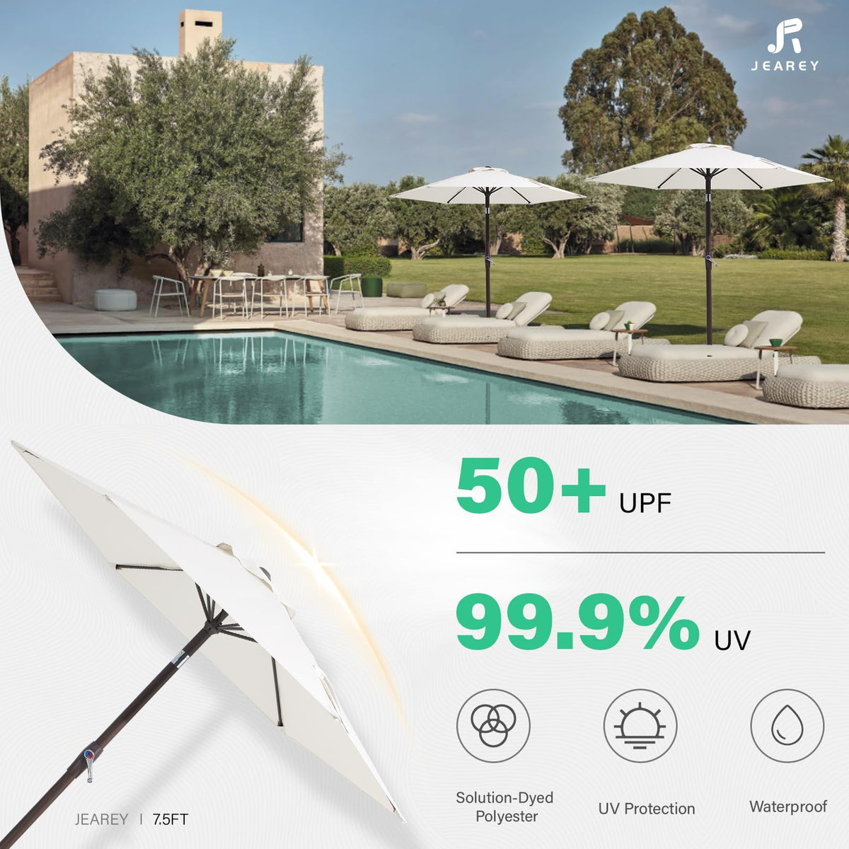 JEAREY umbrella wind vent design promotes airflow and added canopy stability.