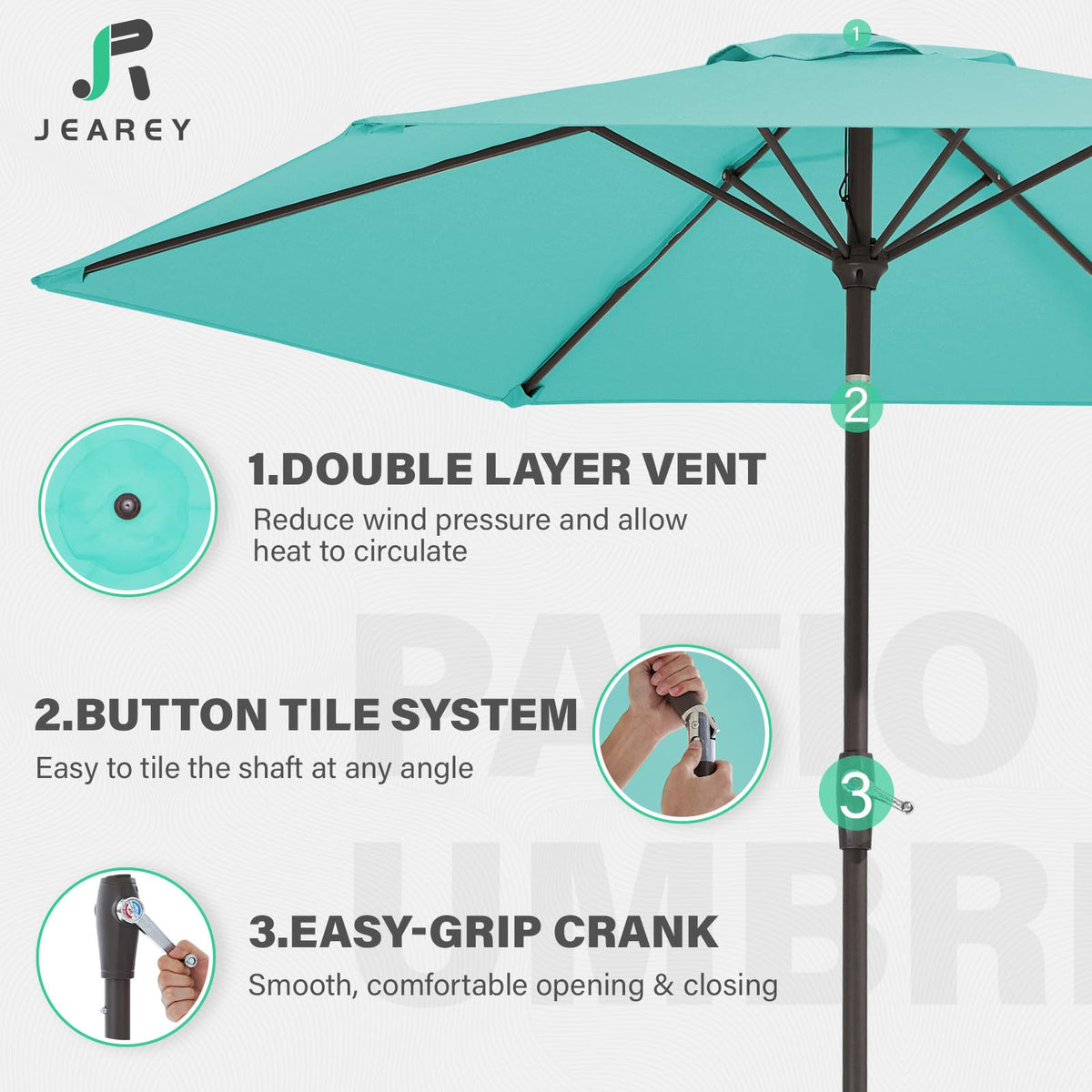 JEAREY sturdy iron pole with six ribs for stable daily use