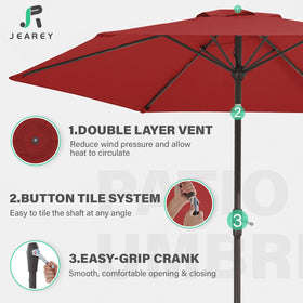 JEAREY umbrella with 6 ribs and iron pole for stable shade