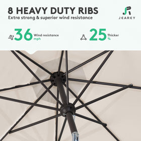 JEAREY 8-rib frame provides strong, wind-stable support