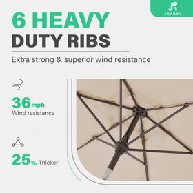 JEAREY umbrella-beige-canopy fabric resists water and UV while staying breathable.