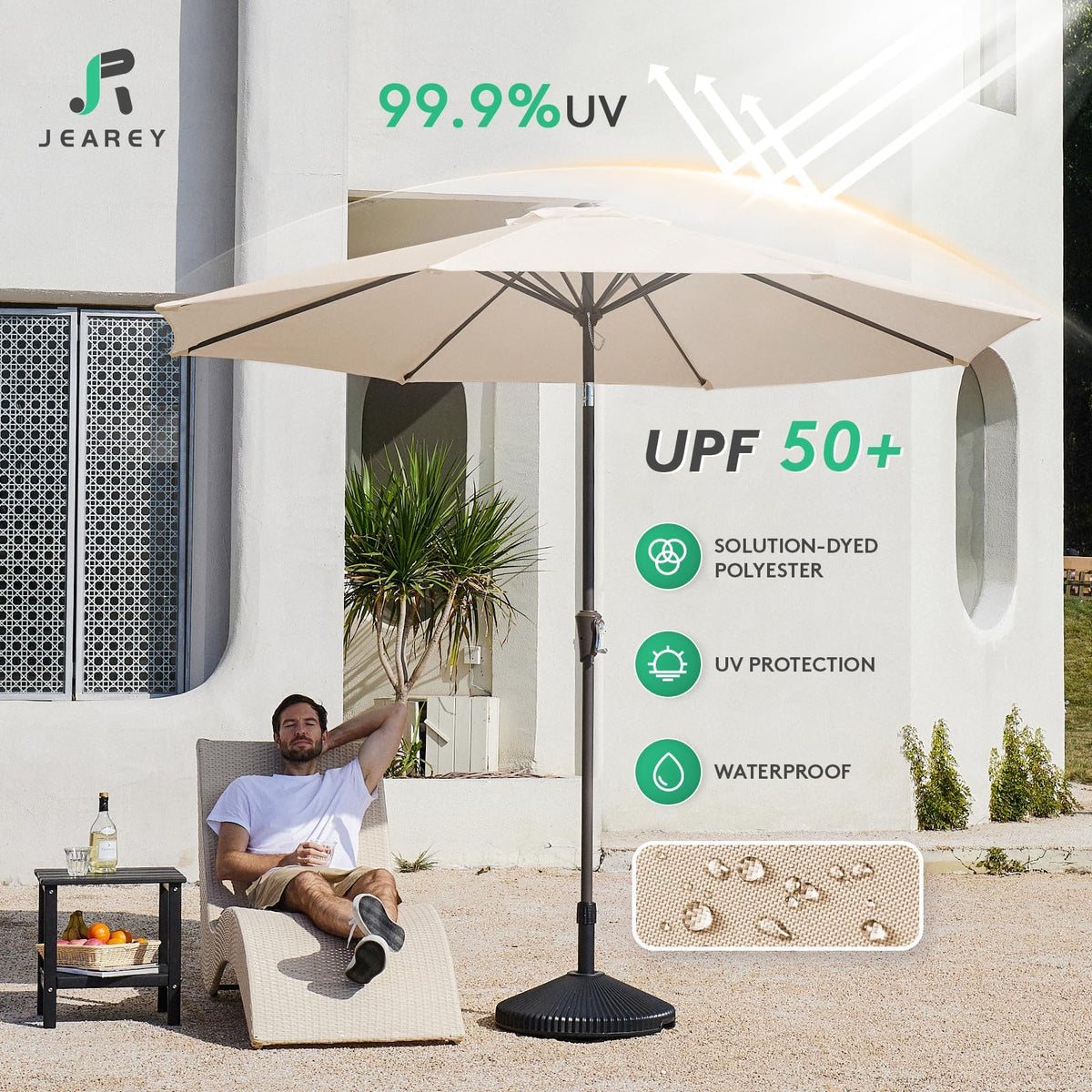 JEAREY crank-open umbrella for easy opening and closing