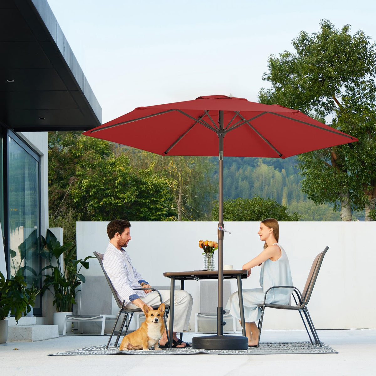 JEAREY umbrella over garden seating for comfortable outdoor moments
