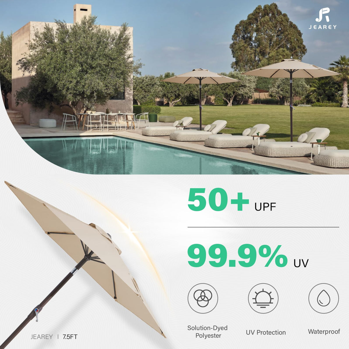 JEAREY umbrella-tilt-button control lets you block harsh sun at any angle.