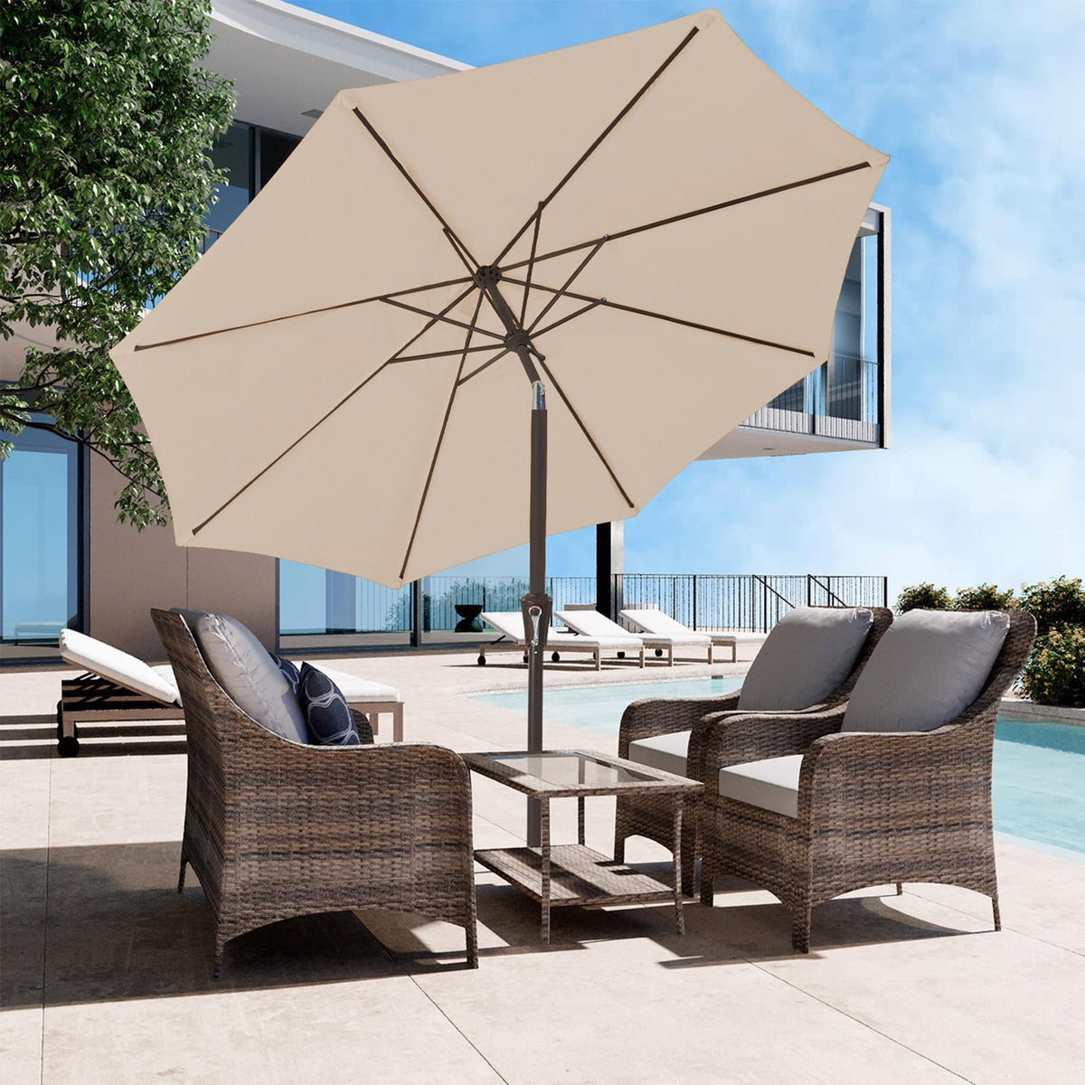 JEAREY UV-protected canopy keeps sun at bay on deck