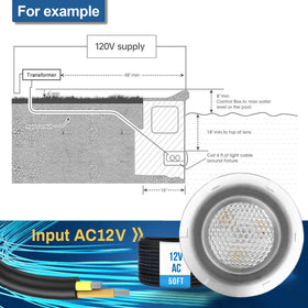 Jeavle pool light with 50 ft cord, ideal for flexible installation.