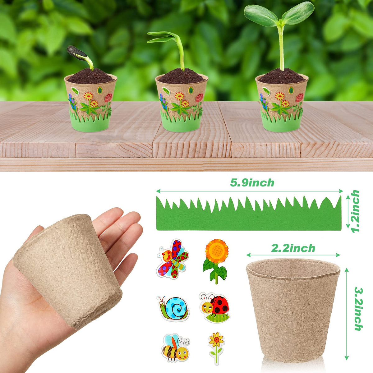 Jecery foam stickers in colorful designs for pots