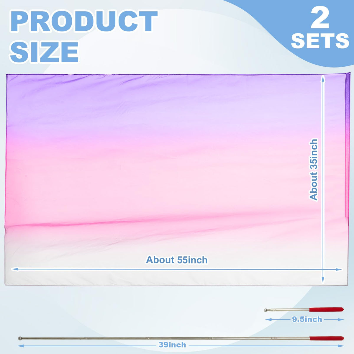 Jecery gradient white-pink-purple flag enhances movement and depth