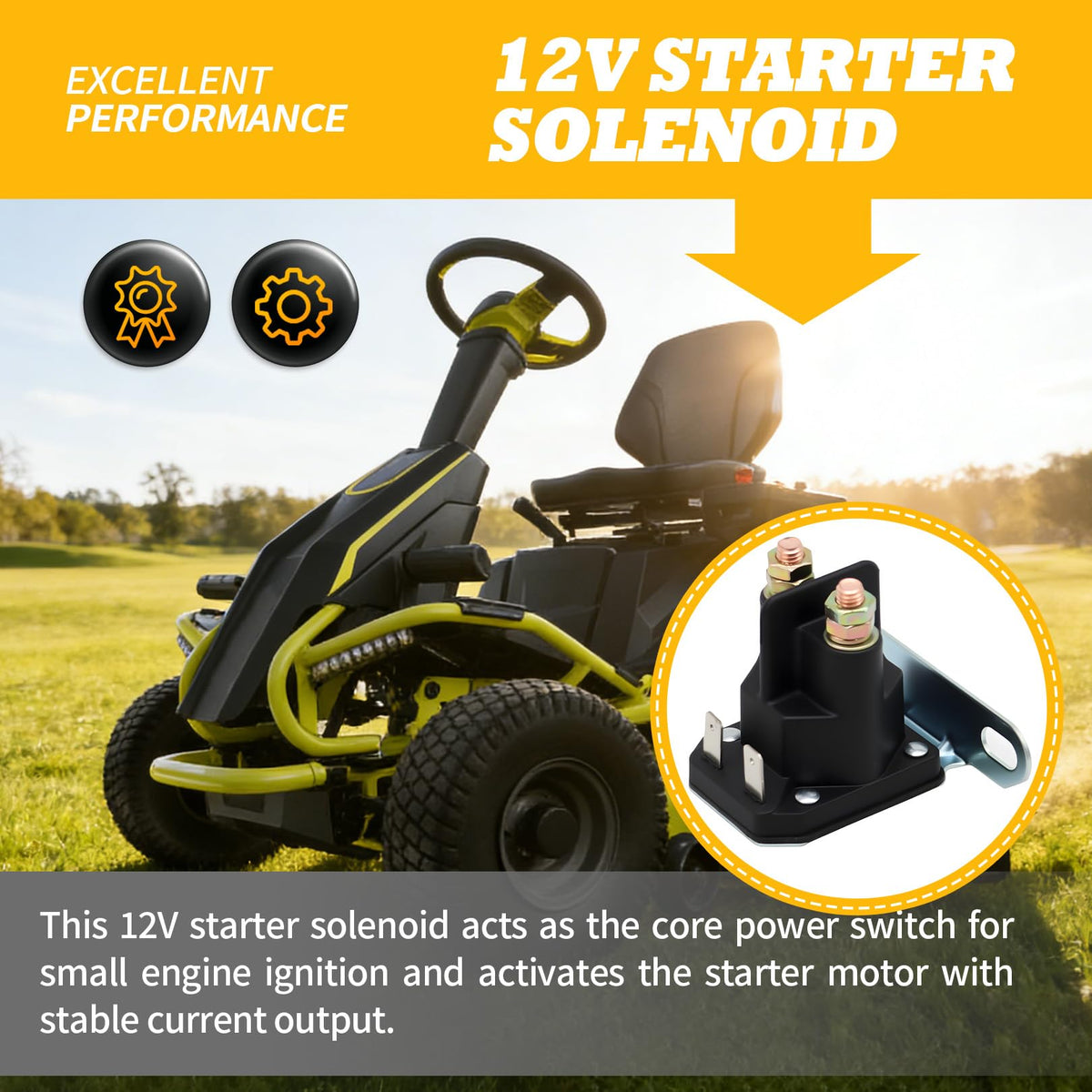 Jecoupoon 12V starter solenoid for lawn mowers provides dependable starting in everyday use