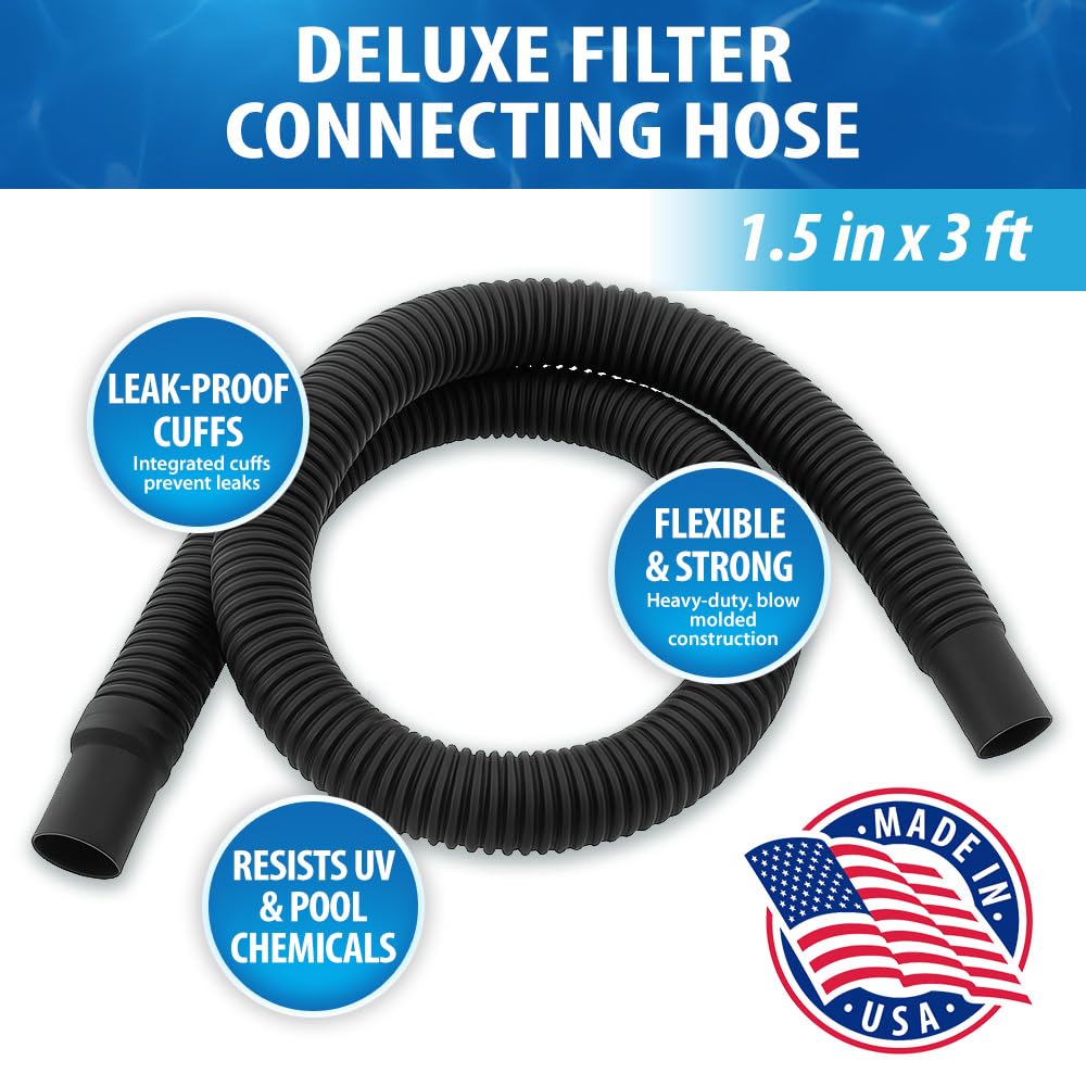 JED Pool Tools 3ft hose with flexible connections for easy pump and skimmer setup.