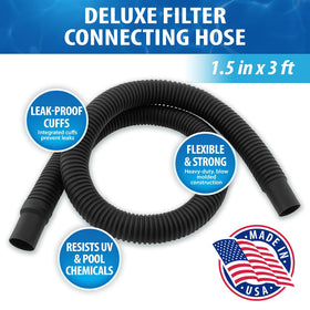 JED Pool Tools 3ft hose with flexible connections for easy pump and skimmer setup.