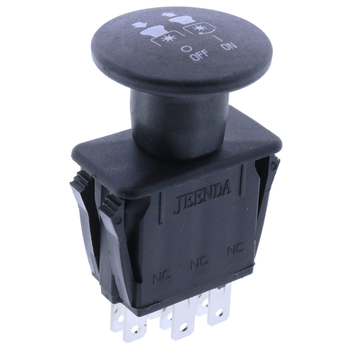 JEENDA 430-117 compatible switch mounted on mower dash for quick wiring.