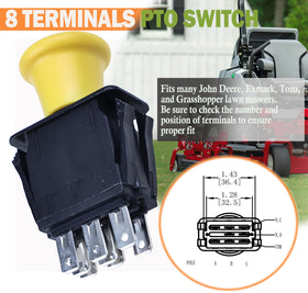 JEENDA Blade Clutch PTO Switch back label, includes part numbers for quick verification.