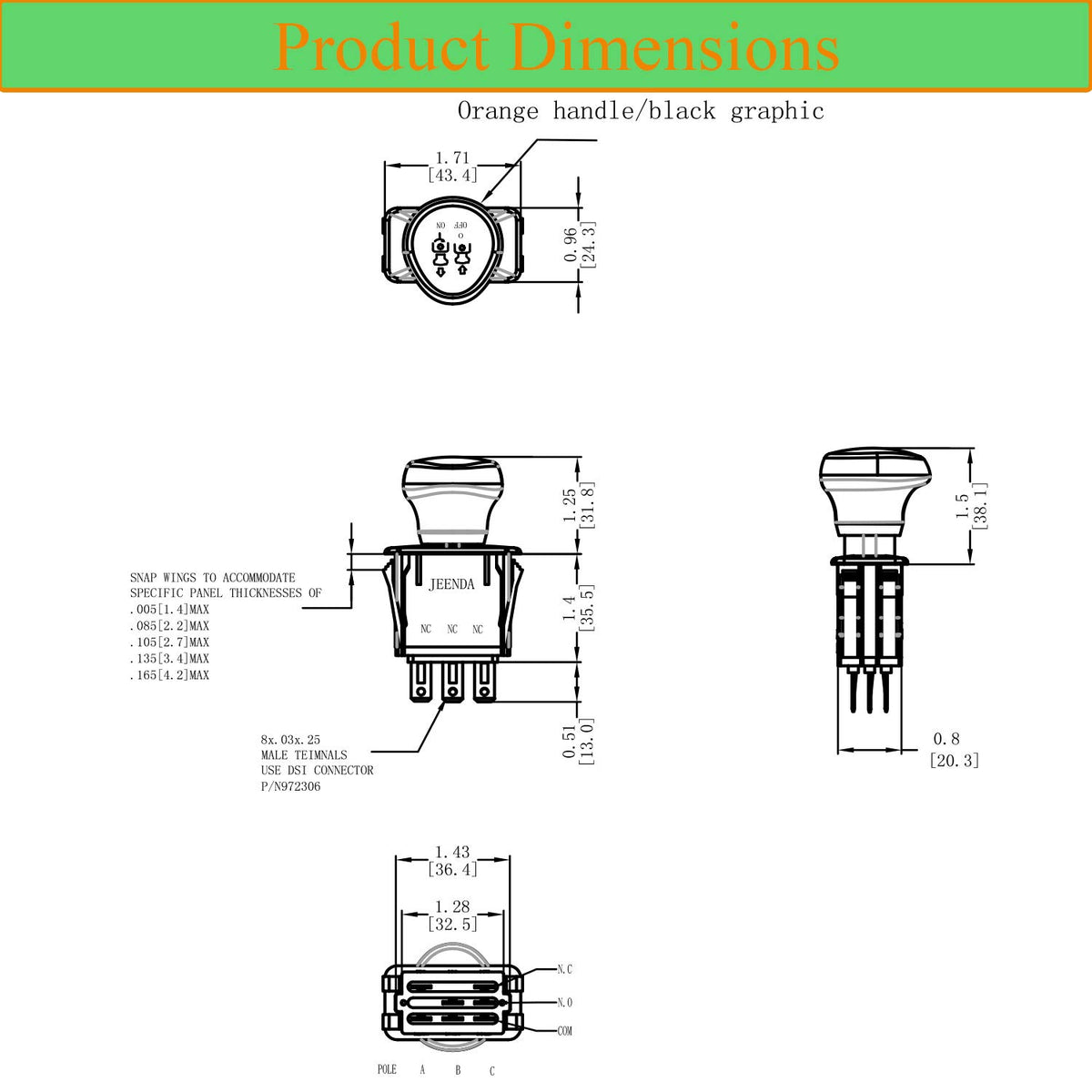 JEENDA durable clutch PTO switch highlighting robust casing for outdoor use
