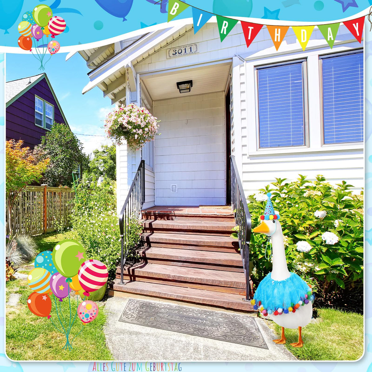 Jeere garden goose decor transforms yard for parties and seasonal displays