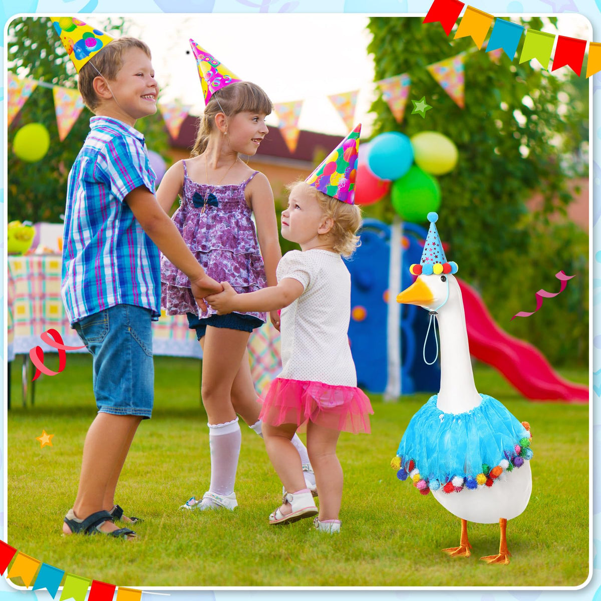 Jeere outdoor goose costume provides a festive, durable yard accent