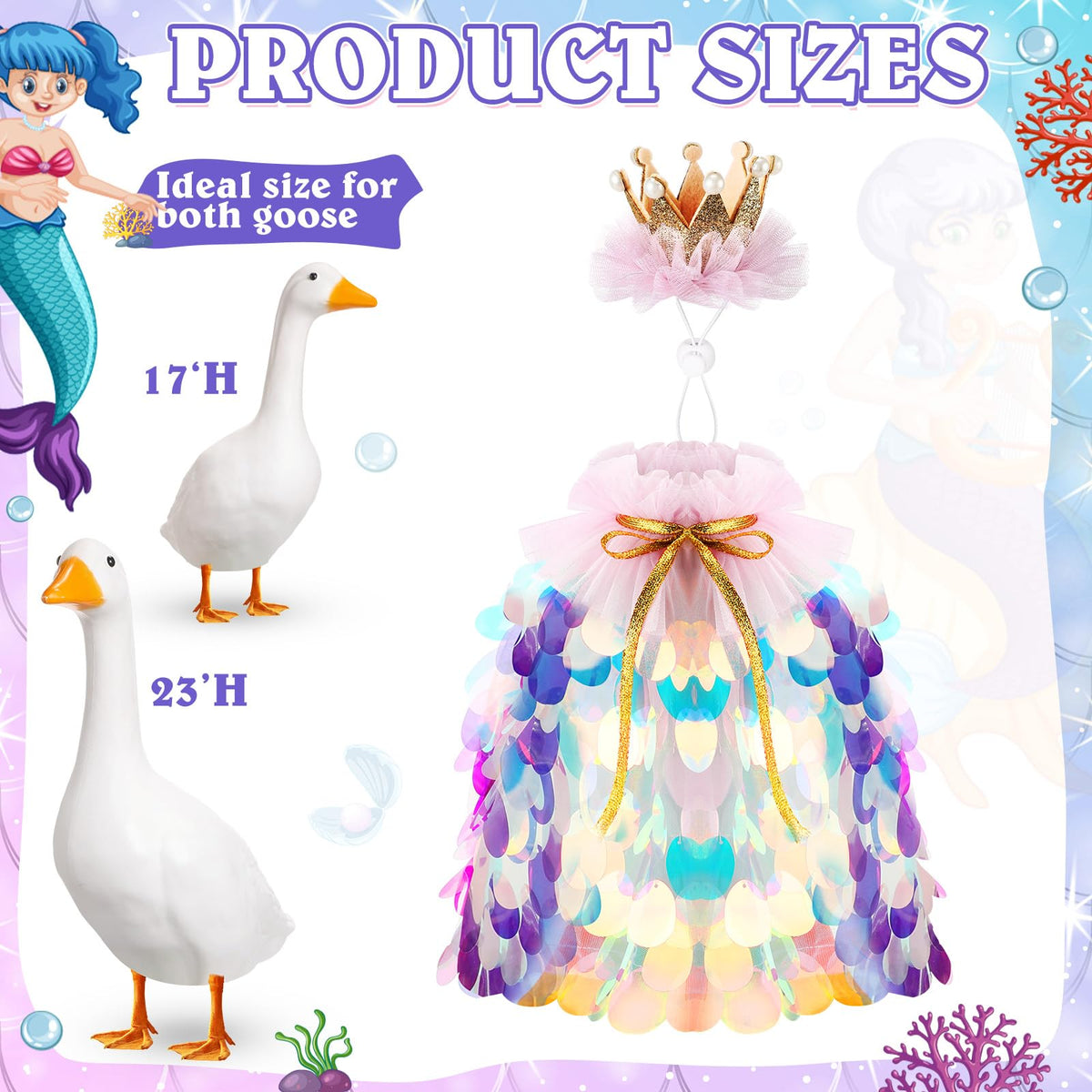 Jeere blue princess crown for porch goose enhances yard display charm.