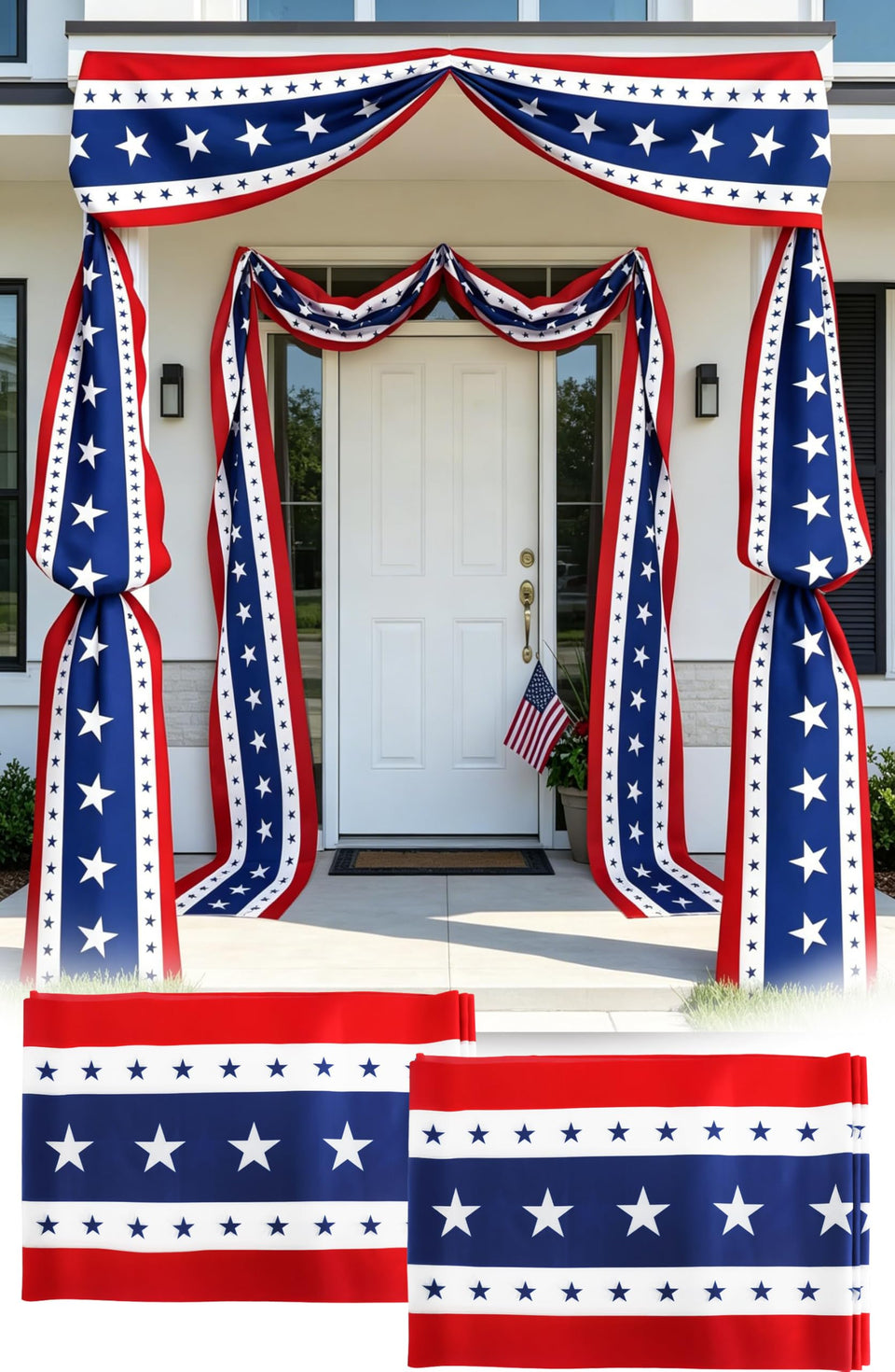 JEGERMIG 2Pcs 20ft patriotic bunting for outdoor celebrations.