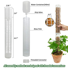 Jegu moss pole with stackable connection for scalable climbing plant support