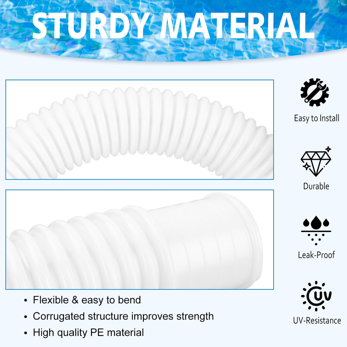 JEKIVEY hose connected to pool and pump for clear water flow.