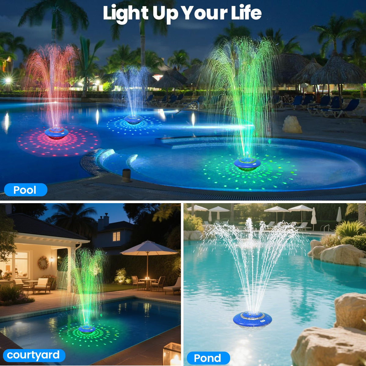 JEMULICE ambience lighting modes set moods for outdoor evenings.