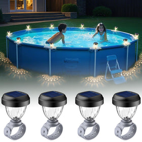 JEMULICE solar pool light edge enhances safety with warm white glow.