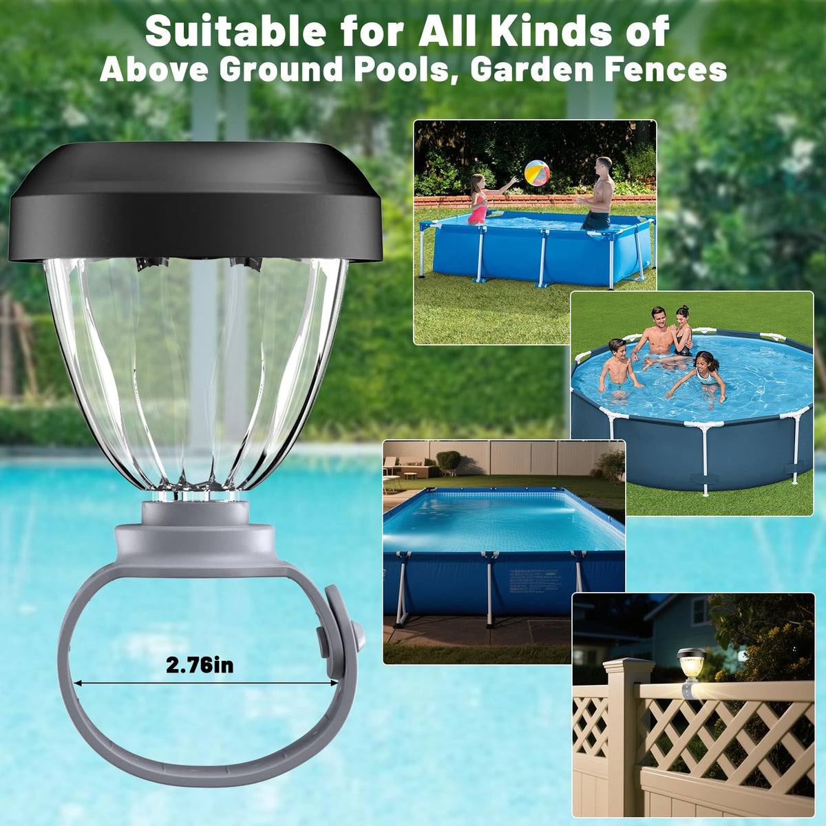 JEMULICE energy-saving LED pool light reduces power use while brightening the area.