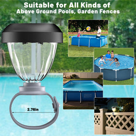 JEMULICE warm white glow brightens decks and pool edges softly.