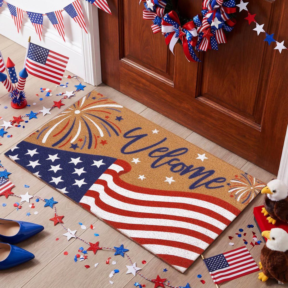 Jenaai 16x29 inch entryway mat fits most entryways without blocking doors.