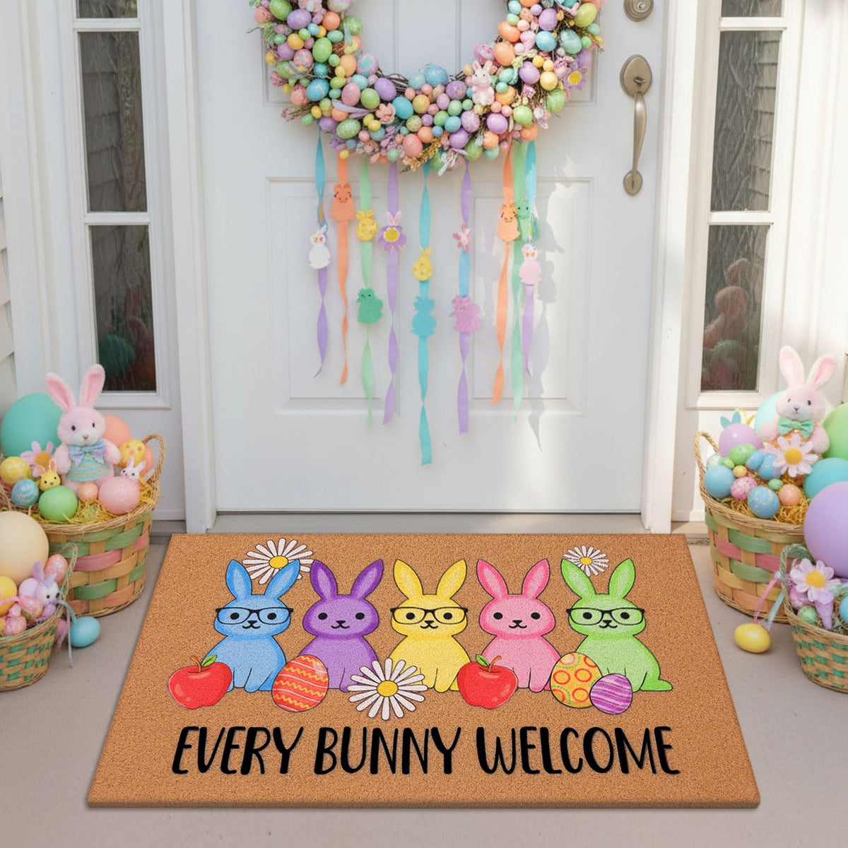 Jenaai Easter seasonal decor enhances curb appeal for visitors.