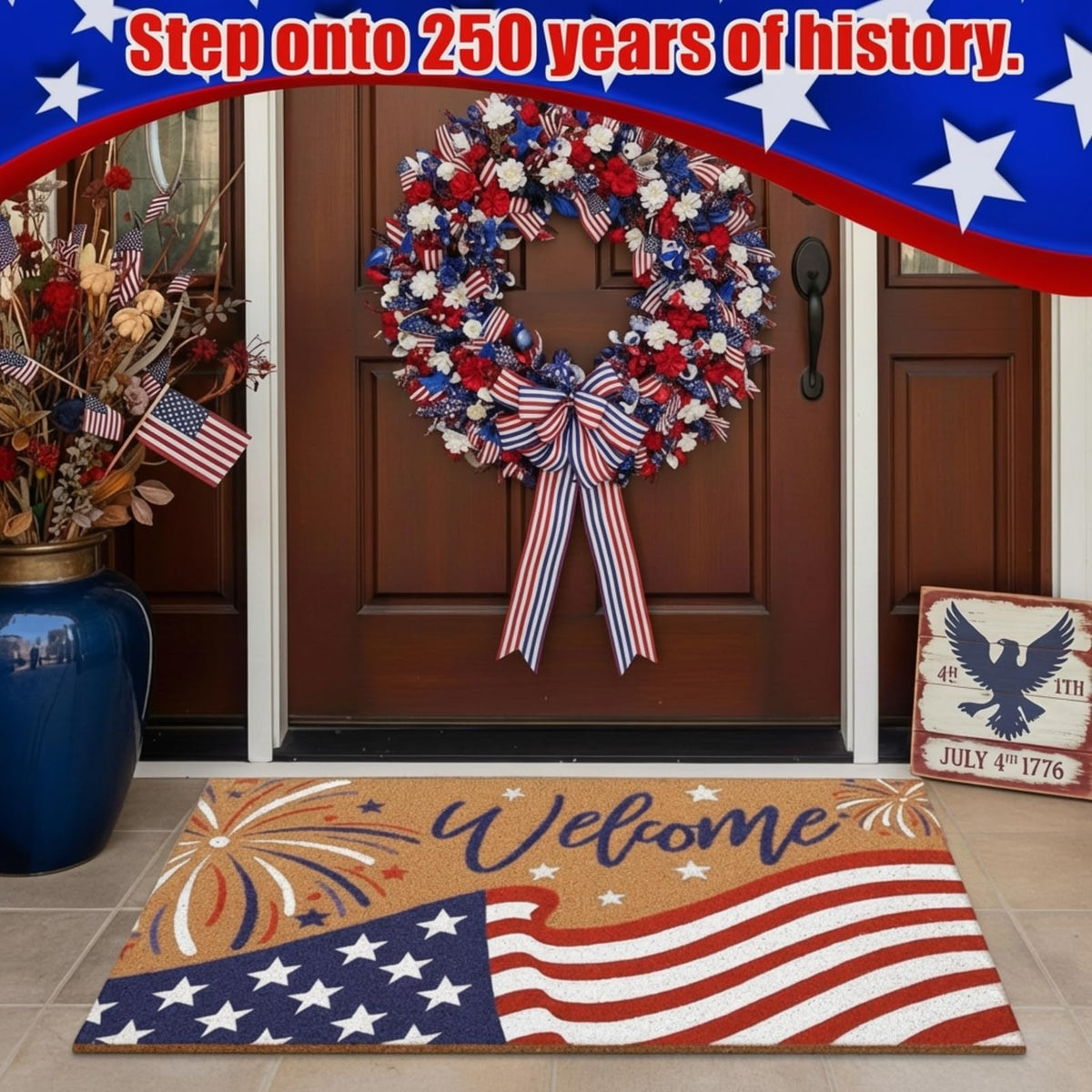 Jenaai non-slip backing keeps mat in place on indoor and outdoor floors.