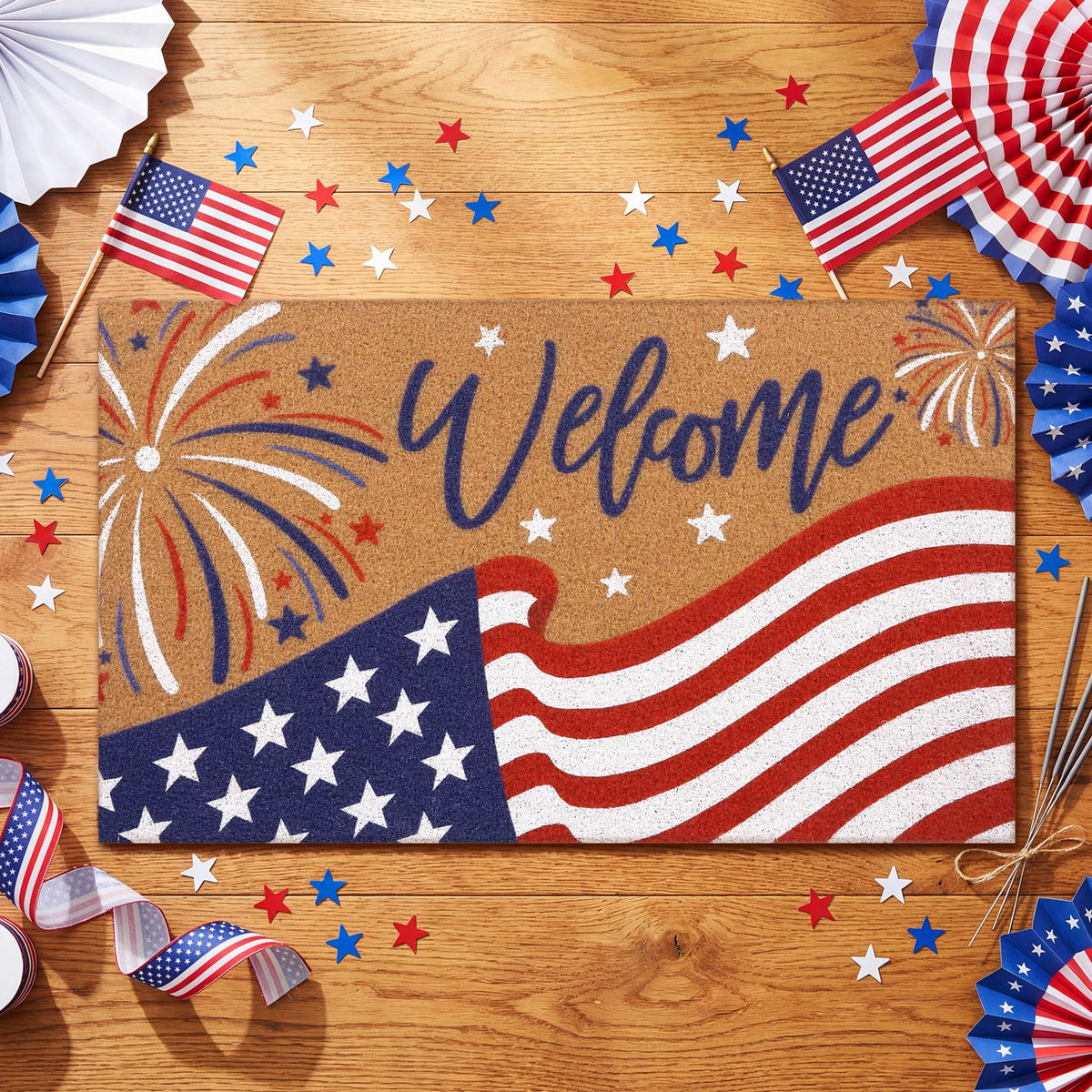 Jenaai versatile patriotic decor for front porch and threshold.