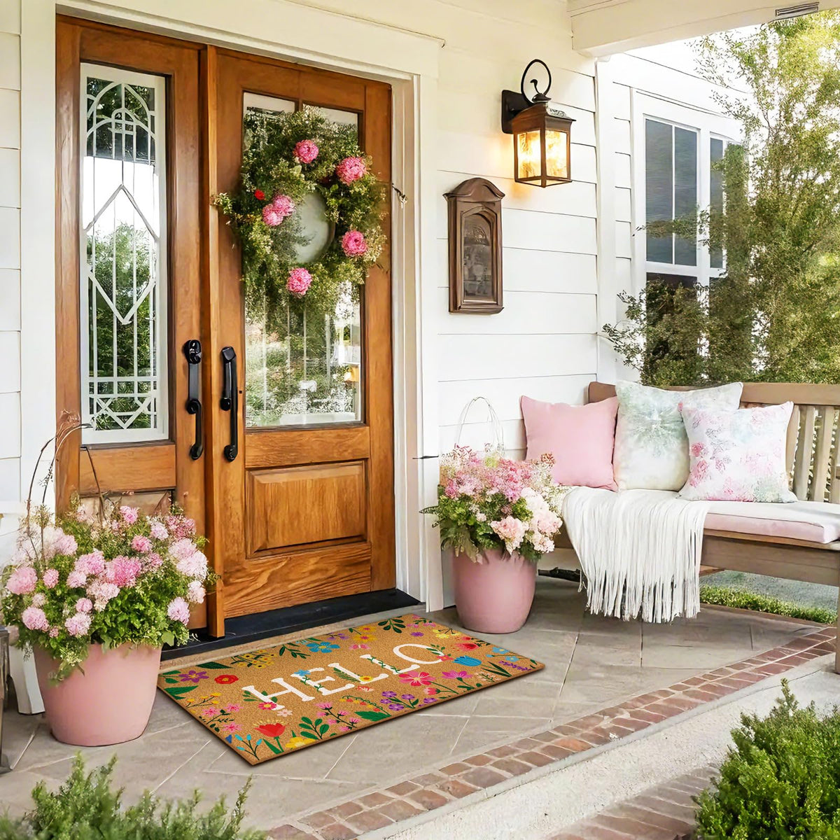 Jenaai Spring Hello doormat surface rugged for dirt scraping and daily use