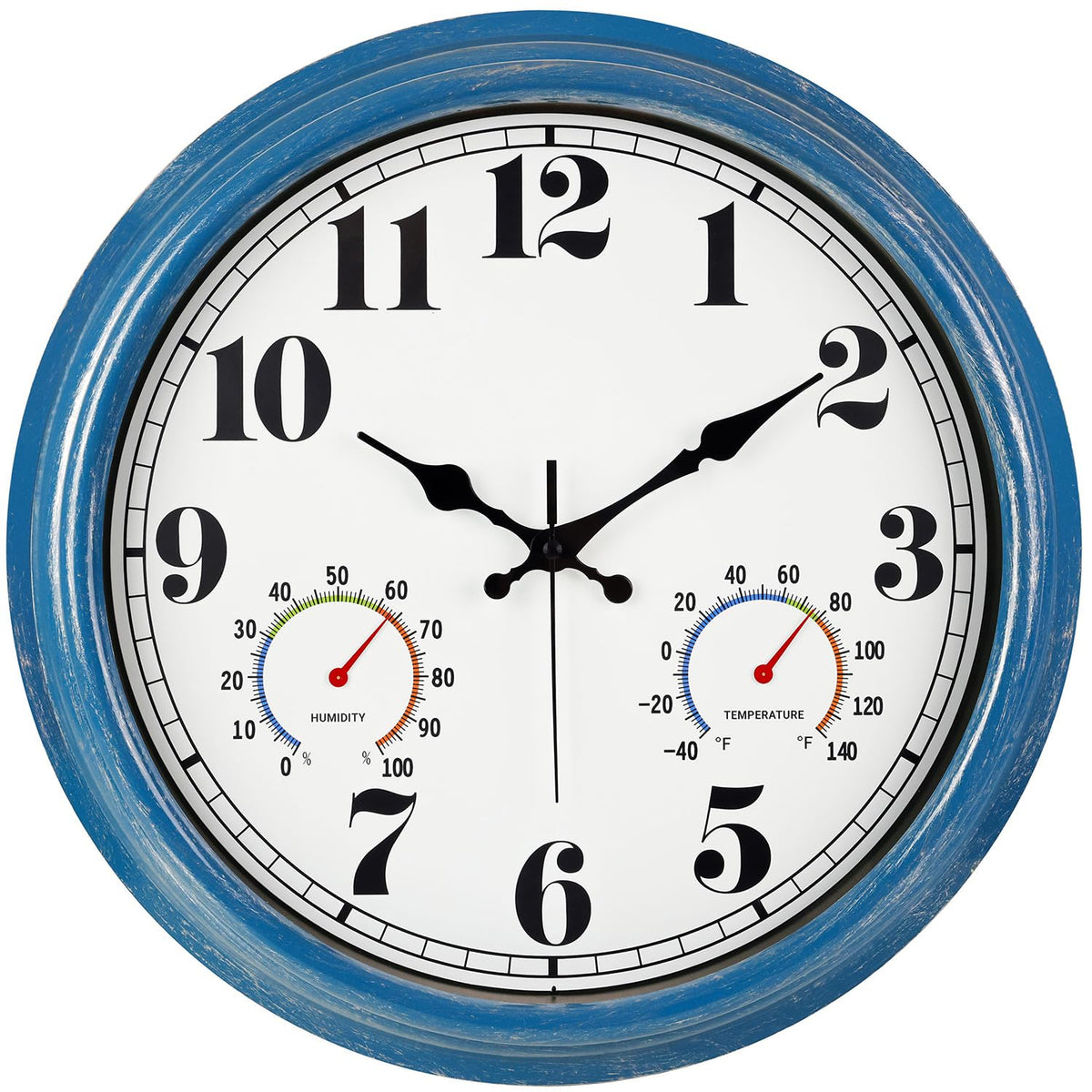 Jenlystime 16-Inch blue vintage wall clock face with large numerals for outdoor viewing