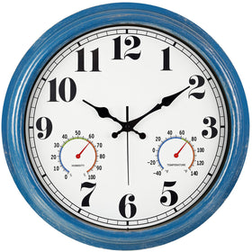 Jenlystime 16-Inch blue vintage wall clock face with large numerals for outdoor viewing