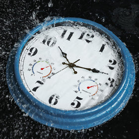 Jenlystime porch garden clock installation in a shaded outdoor setup