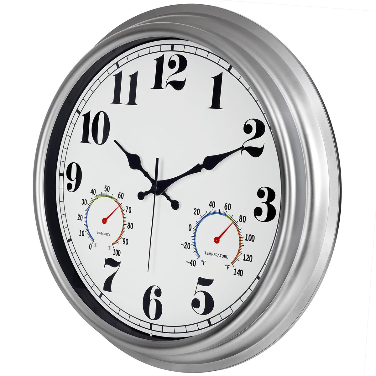 JENLYSTIME clock featuring thermometer for quick indoor-outdoor temperature awareness.