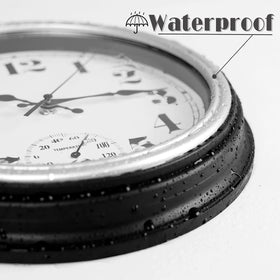 JENLYSTIME waterproof wall clock designed for porch and bathroom areas