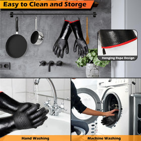 Jenpos BBQ gloves with S-hook for easy hanging and storage