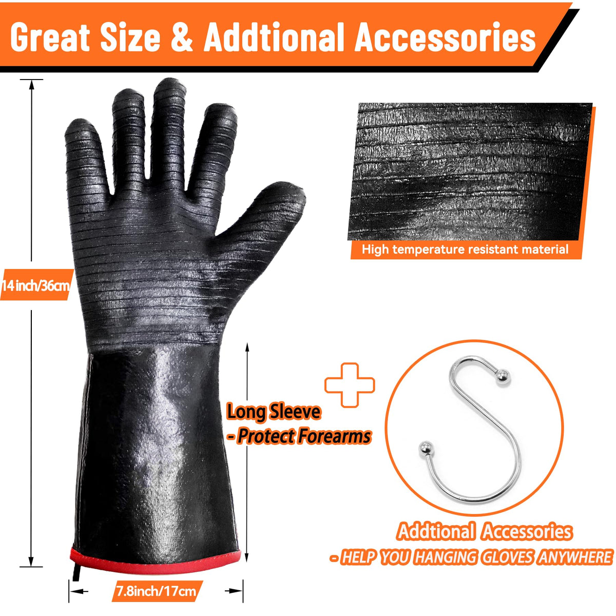 Jenpos BBQ gloves with waterproof neoprene coating protecting from steam and splashes