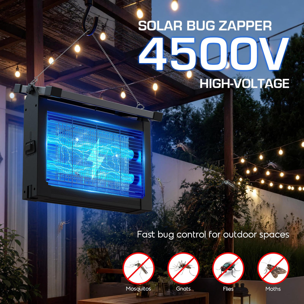 Jepwe Solar Bug Zapper 4500V grid enables quick insect elimination