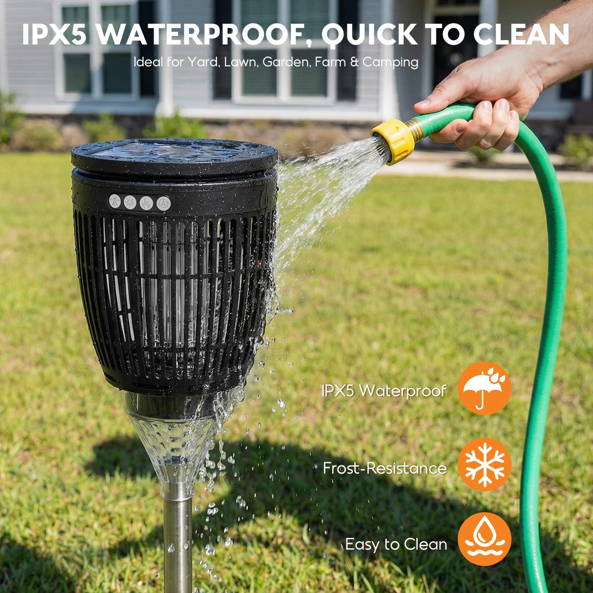 Jepwe Solar Bug Zapper IP65 waterproof design for all-weather use.