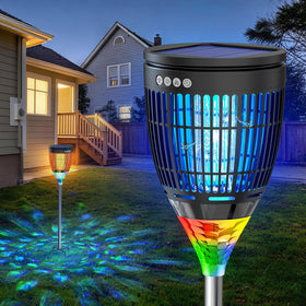 Jepwe Solar Bug Zapper main unit for reliable backyard pest control and ambiance.