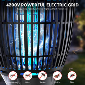 Jepwe Solar Bug Zapper solar and USB charging ensures power during camping.