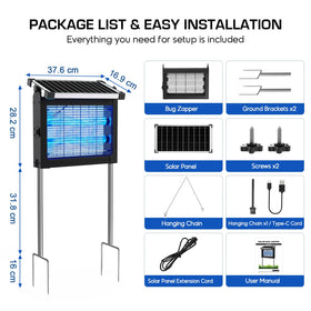 Jepwe Solar Bug Zapper supports tabletop, hanging, or ground stake use