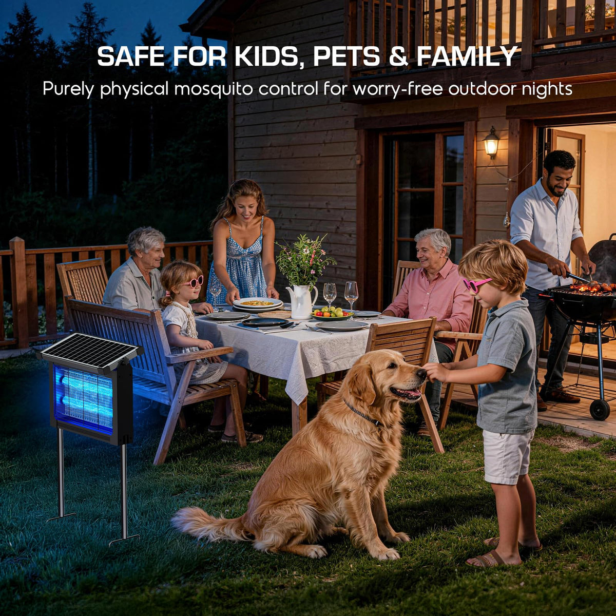 Jepwe Solar Bug Zapper USB recharge keeps power available on cloudy days