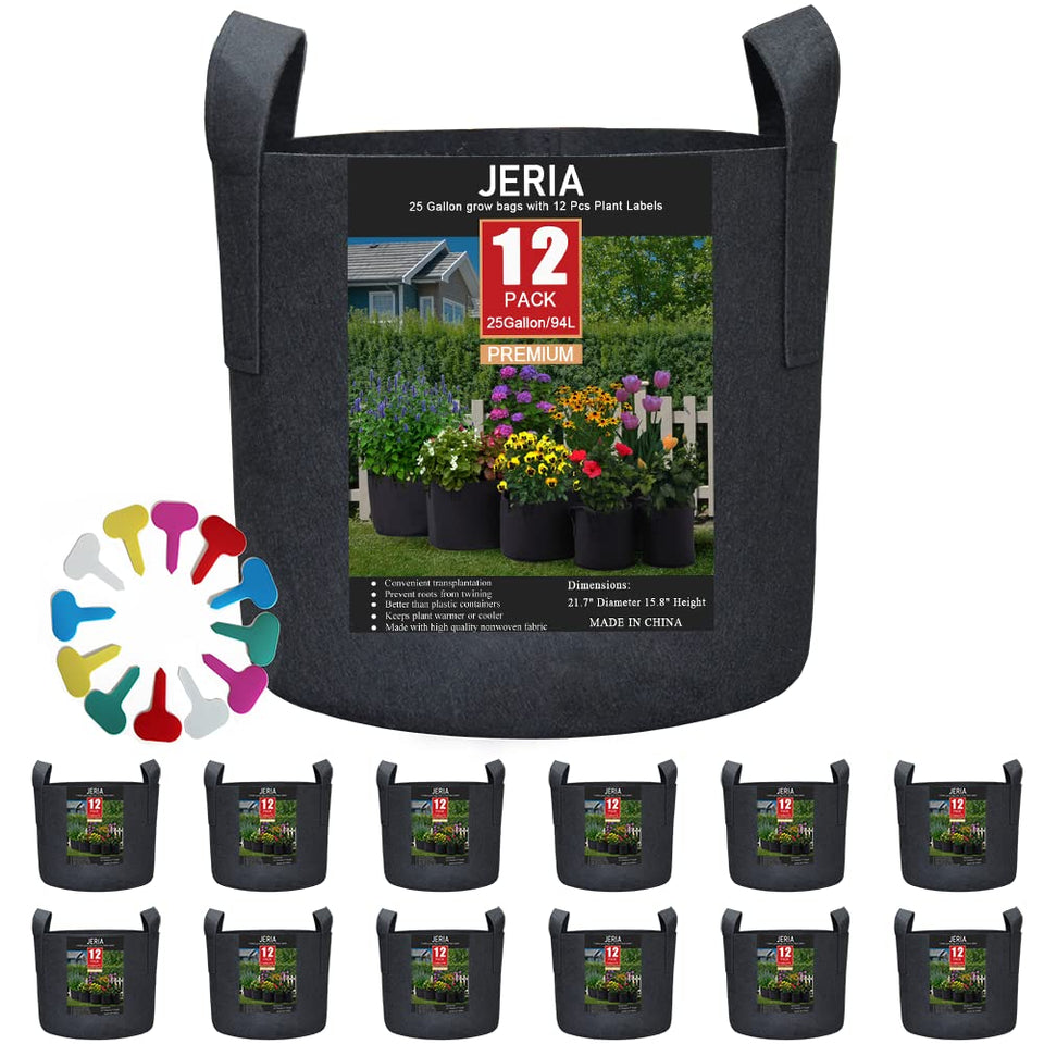 JERIA 12-pack 25 gallon grow bags for scalable balcony gardens