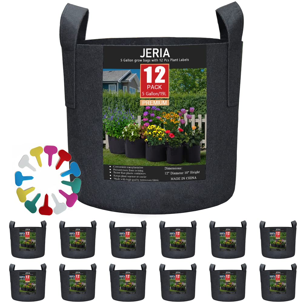 JERIA 12-pack 5-gallon grow bags ready for versatile container gardening