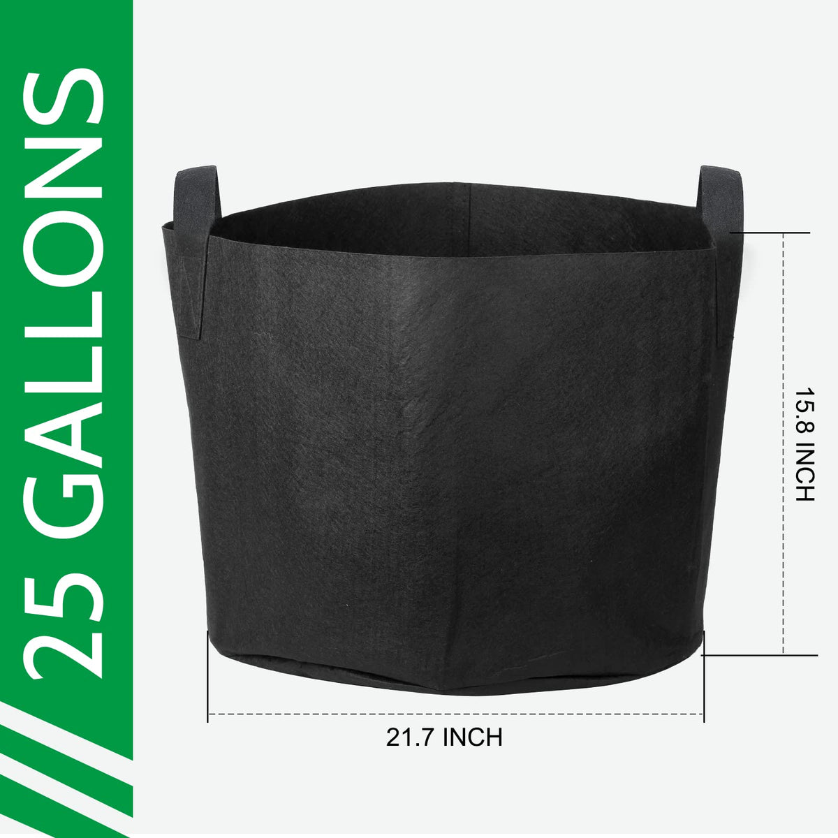 JERIA 25 gallon grow bag dimensions for planning and setup